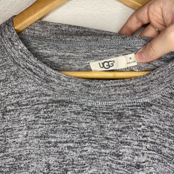 Ugg Quincy Soft Stretch Side Tie Crewneck Heather Gray Long Sleeve Sweater - Picture 3 of 6